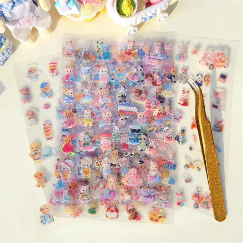 Cute Sylvanian Mini Cartoon Waterproof Kawaii Sticker Pack Anime Accessories for Boys and Girls Christmas High Quality Gifts