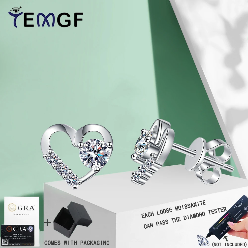 

TEMGF 4mm Moissanite Stud Earrings With GRA for Women Girls S925 Sterling Silver Romantic Jewelry Couple Love Gifts 0.6CT/Pair