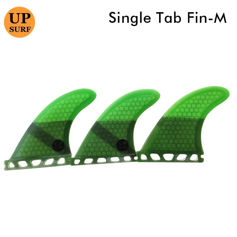 UPSURF FUTURE Fins Medium Tri Fin Set Green Honeycomb Fiberglass Material Surf Fin Good Quality Single Tabs Fin Free Shipping