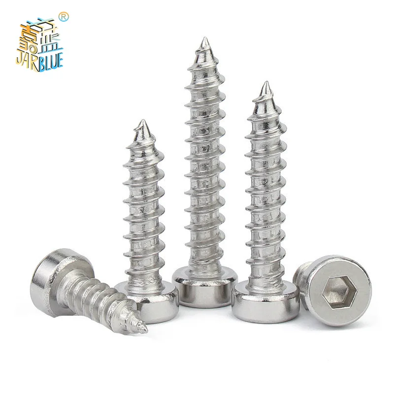 10pcs/lot M2 M2.5 M3 M3.5 M4 M5 M6 Hexagon Hex Socket Cap Head Self Tapping Screw 304 Stainless Steel Allen Head for Speaker