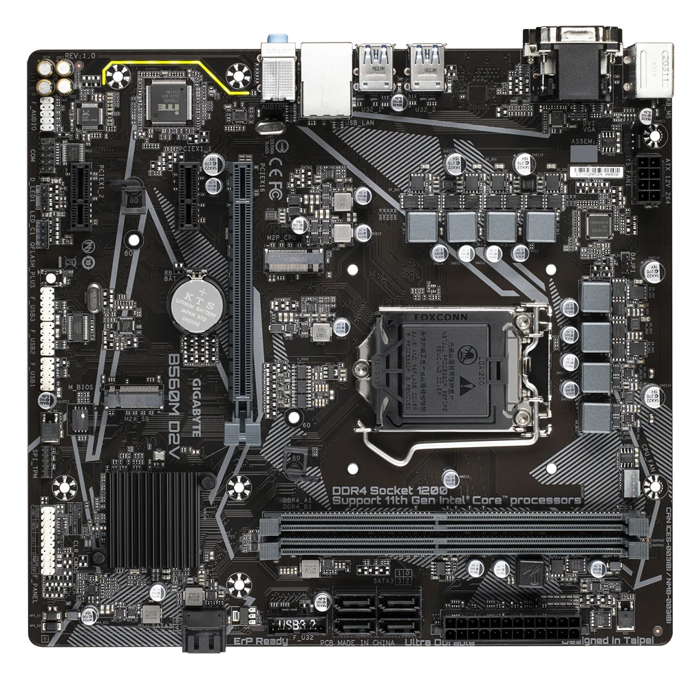 اللوحات الأم جيجابايت B560M D2V LGA 1200 DDR4 64GB M-ATX للوحة الرئيسية لسطح المكتب Intel B560 M.2 SATA III USB3.0
