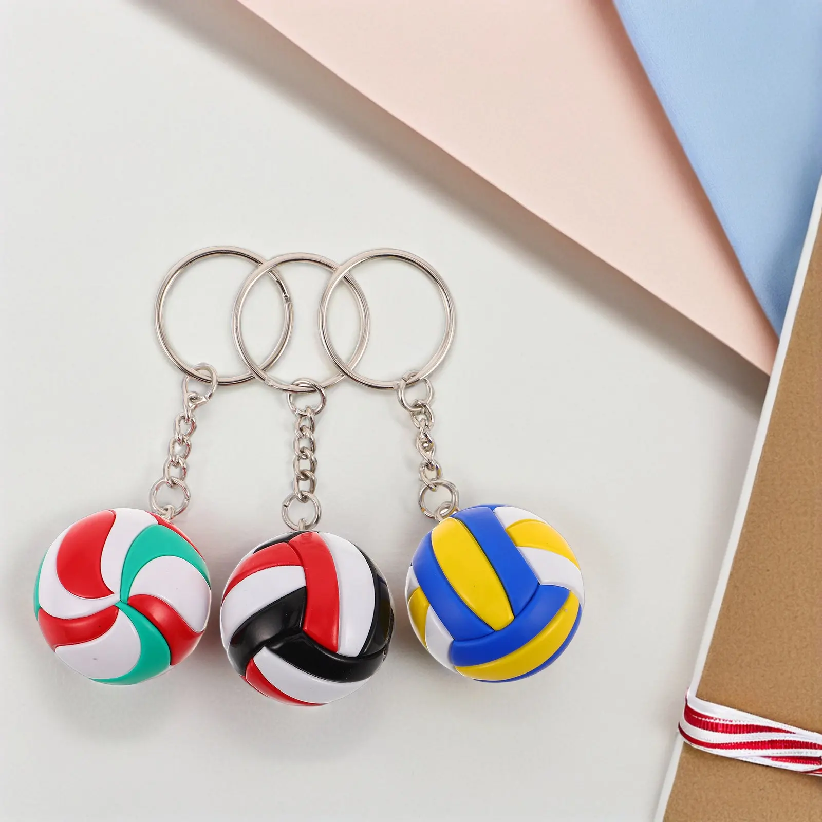 3Pcs Volleyball Keychains Mini Set Realistic Sports Souvenirs Team Gifts Sports Party Favors Volleyball Bag