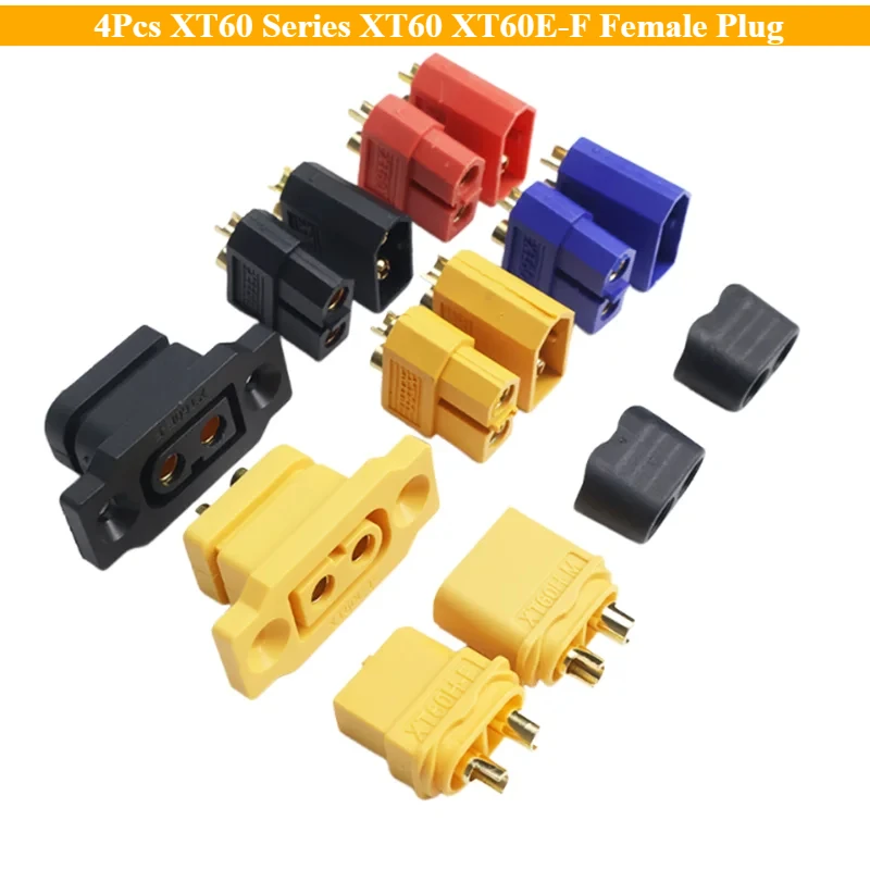 4 Paar XT60-Serie XT60H 4 Stück XT60E-F-Buchse, großer Strom, Gold/Messing, Ni-beschichteter Stecker, Strom-Batterie-Verbindungsadapter
