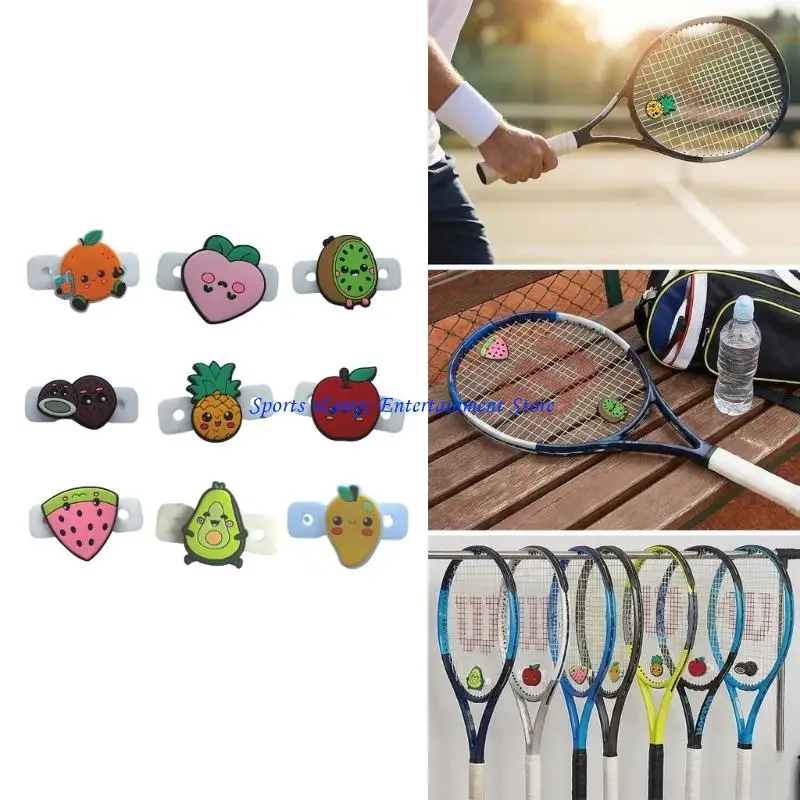 

G7NF 9pack Quickly Attach Silicones Tennis Dampeners Fruit Shaped Easyly Setups