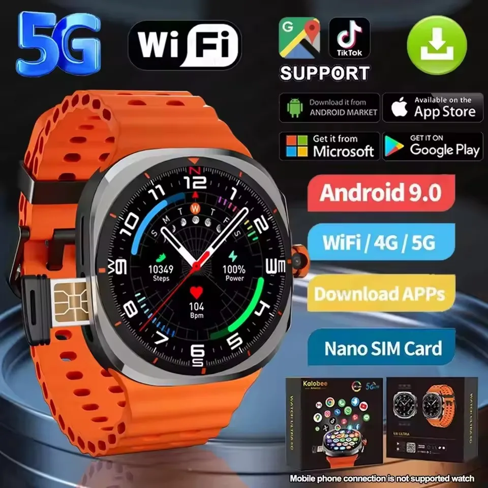 

4G 5G Smart Watch 8 Ultra Support SIM card GPS Compass NFC Sports Watches AMOLED HD Screen Waterproof Smartwatch ForAndroid IOS
