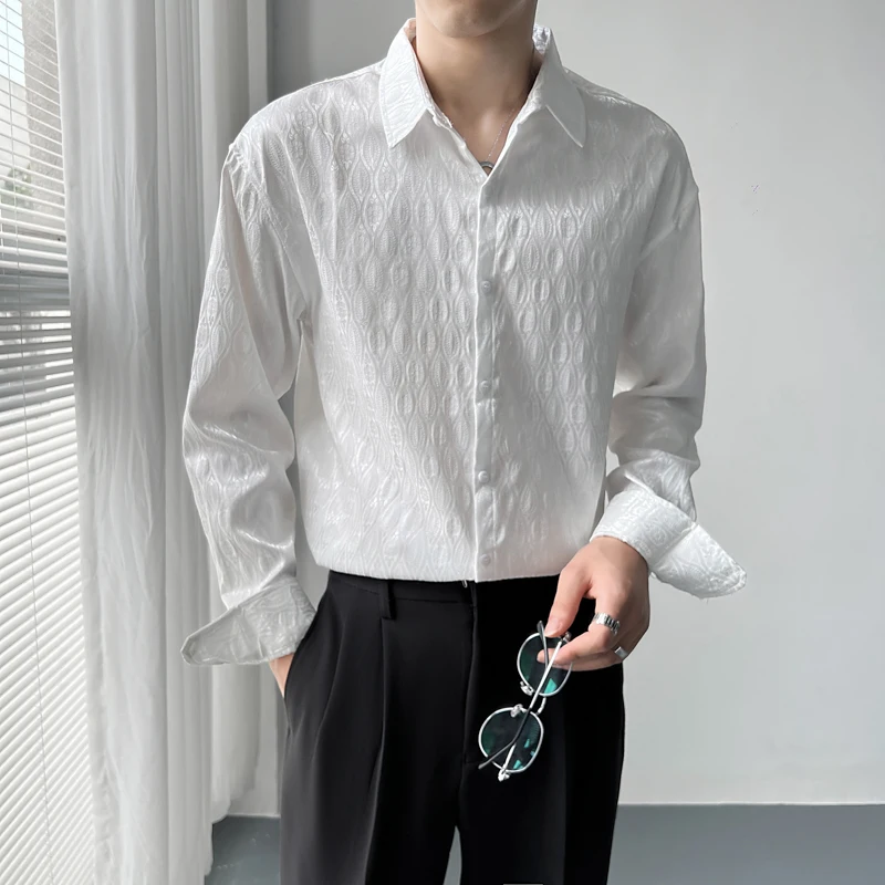 

High Quality Men Korean Trend Fashion Casual with 11 Color Optional Best Man Party Performance All Men Loose Long Sleeve Shirt