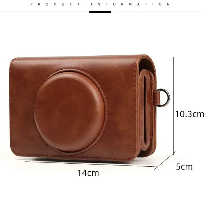 New C210R Camera Case for Kodak Mini Shot 2 Retro Instant Camera Photo Printer Accessories,with Shoulder Strap Leather Bag