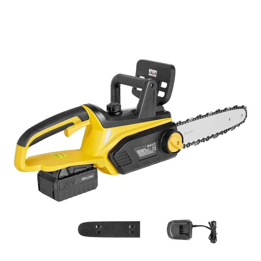 Cordless Chainsaw 20V 12-Inch Brushless Electric Chainsaw with 4.0Ah Battery and Rapid Charger Ideal for Tree Felling Wood Cutt