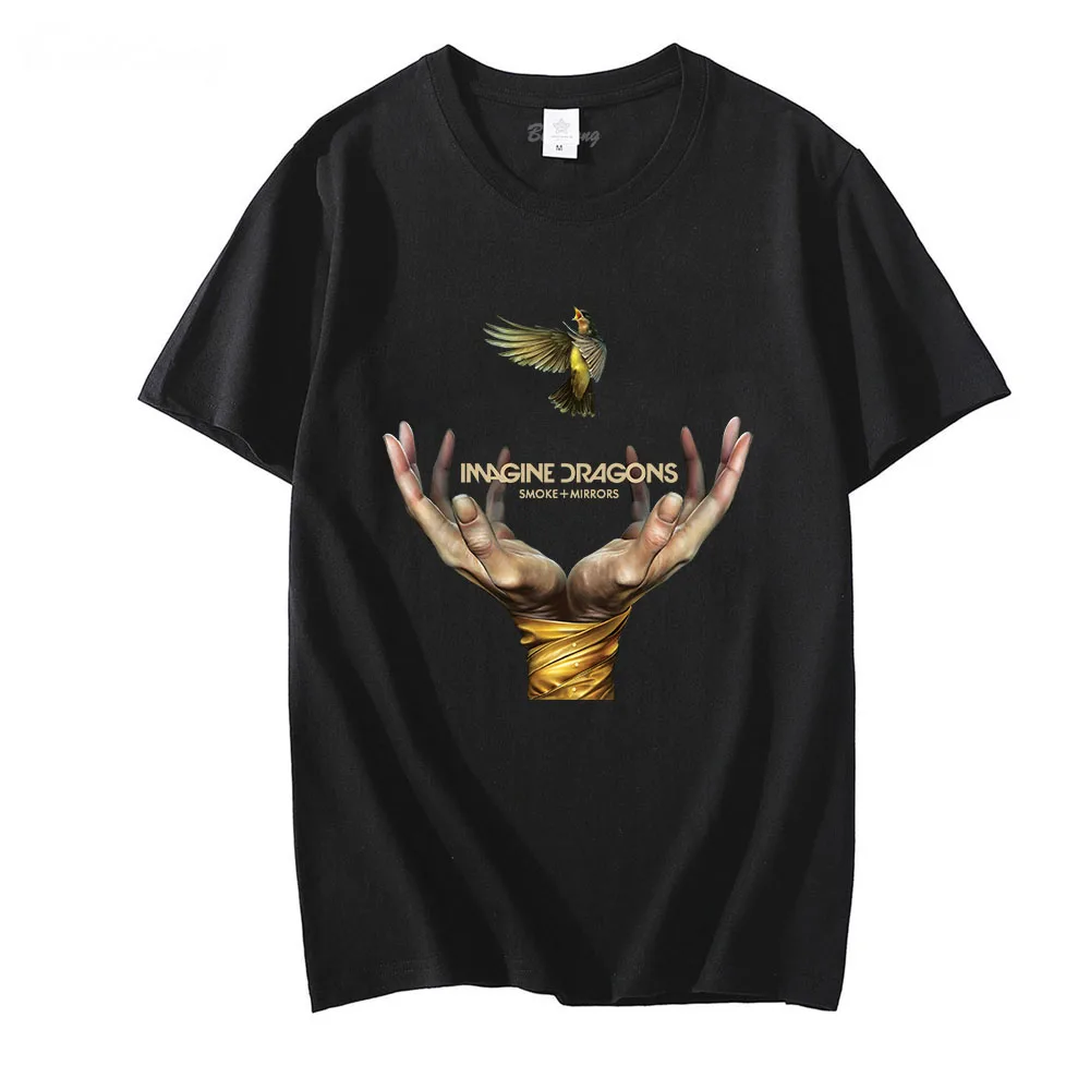 Reflections From The Vault of Smoke + Mirrors Print T-shirt Imagine Dragons Band Graphic Tshirts Cotton Summer T Shirt Men Tees