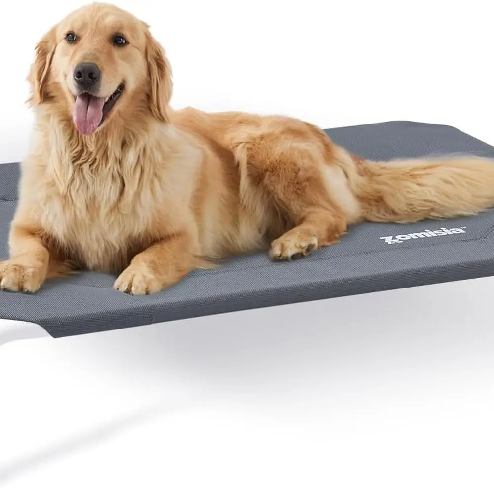 

Elevated Dog Cot Bed Tool-Free Assembly - Outdoor Raised Dog Cooling Bed Frame for Large Pets, Summer Pet Hammock Off Ground wit