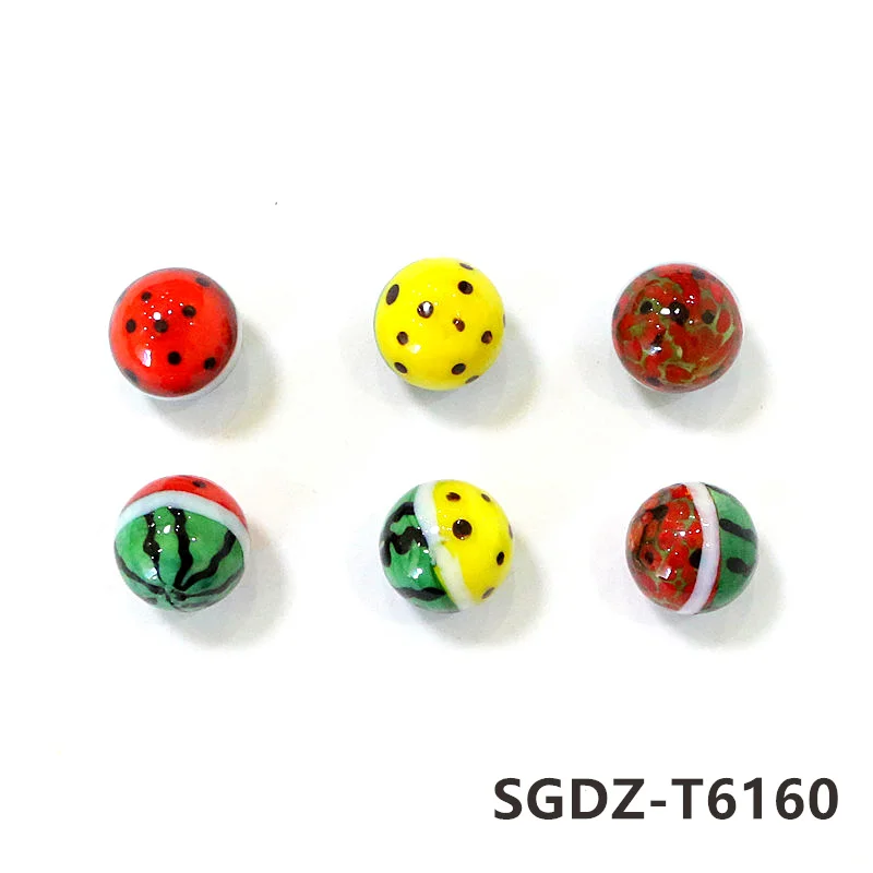 6PCS Rare Glass Marbles Ball Creative Watermelon Lemon Snowman Design Xmas New Year Gifts for Kids Garden Decor Accessories 16mm