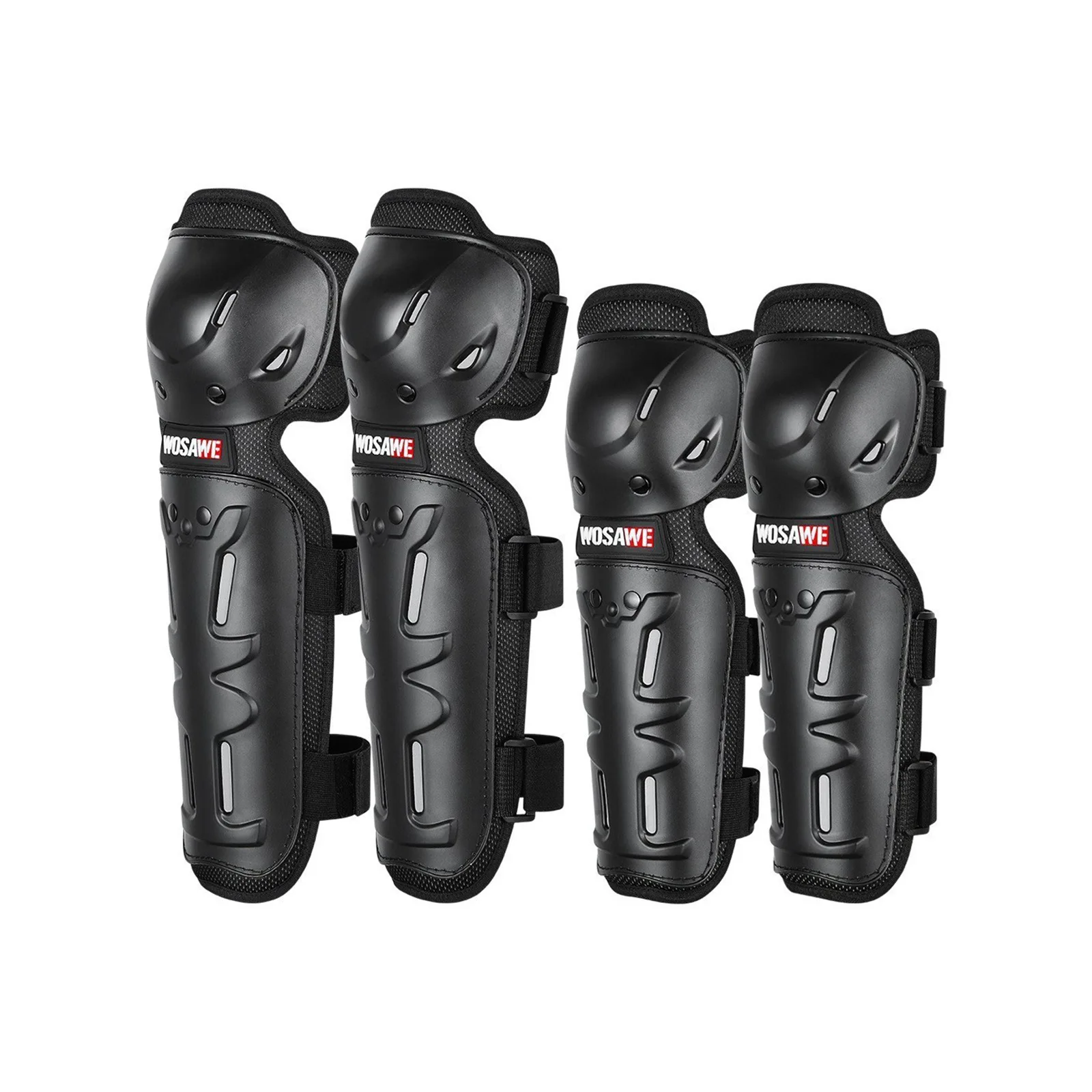WOSAWE Motorcycle Knee Pads Elbow Pads 4Pcs Set Adult Hard Shell Adjustable Guards Motocross Off Road Motorbike Riding Gear