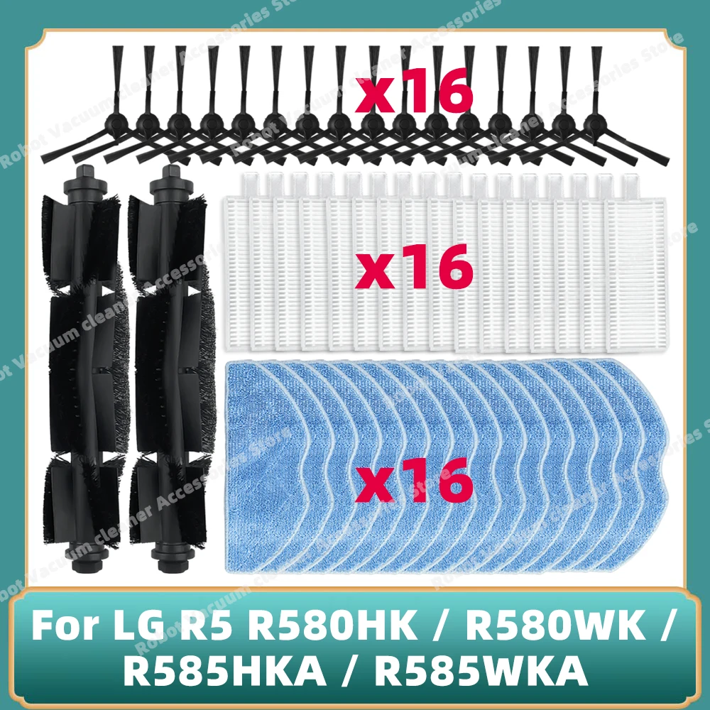 Pezzi di ricambio compatibili per il robot aspirapolvere LG R5 R580HK / R580WK / R585HKA / R585WKA, inclusa la spazzola principale, la spazzola