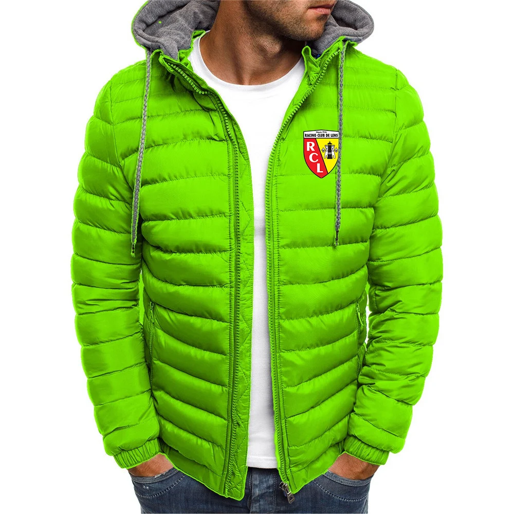 2024  Winter New Men\'s Coat Warm and Comfortable Zipper Hooded Fashion Print Outdoor Sports Simple Atmospheric Street cool