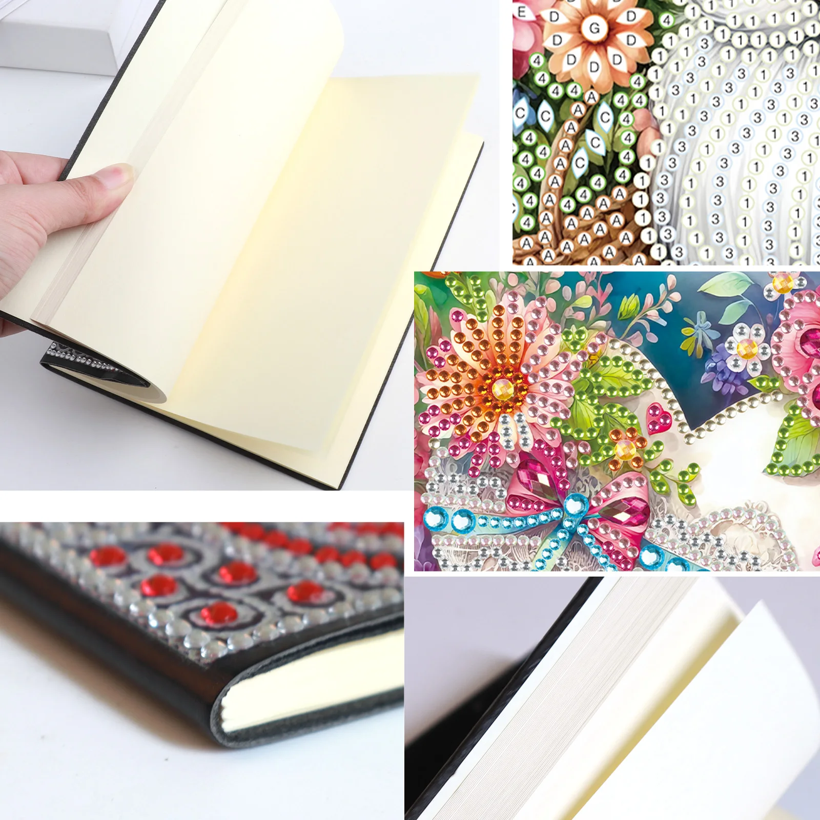 다이아몬드 아트 페인팅 노트북 키트, 성인용 DIY 화려한 사랑 다이아몬드 도트 노트북, 창의적인 홈 오피스 선물용 저널