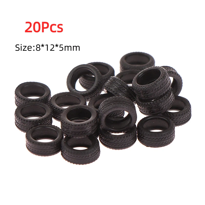 

20PCS 1/64 Tire Skin Car Model Scene Accessories Children Boy Toy DIY Black Tire Wheels Car Model Scene Accessories 8*12*5mm
