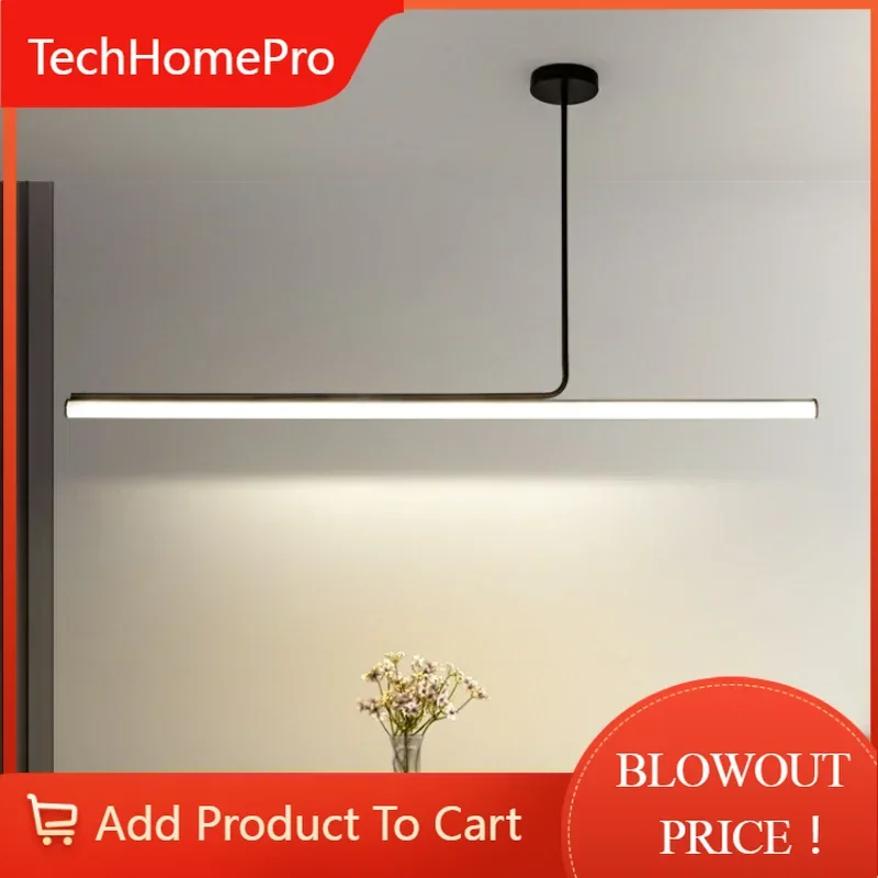 TechHPModern Minimalist Restaurant Pendant Lights Nordic Dining Tables Creative Long Tube Lights Bar Counters Glossy Lighting Fi