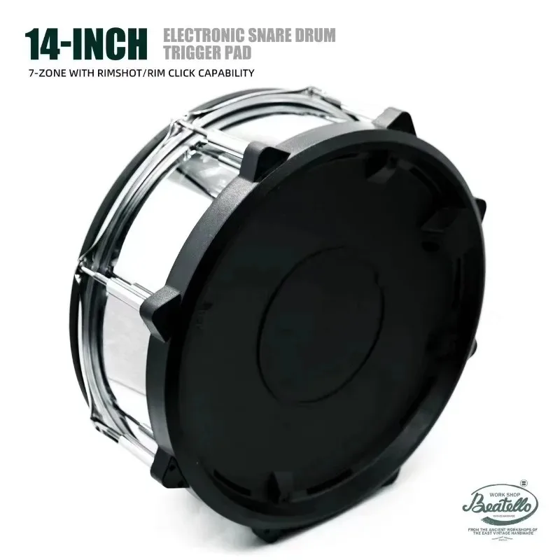 Steel Electronic Snare Drum Dual Trigger Sensors with Metal Shell for 10-12-14 Inch Electronic Drum Instrument Use