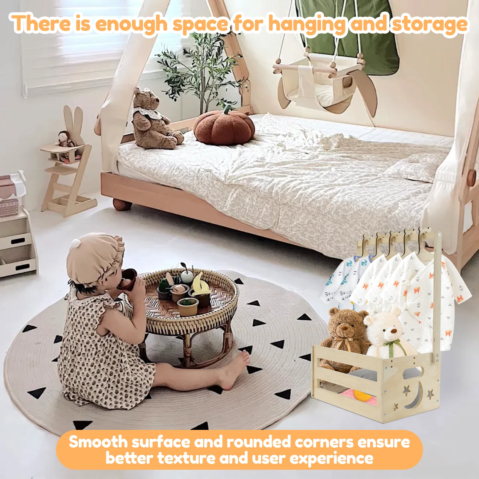 Baby Shower Storage Basket Wood Children Toy Clothing Storage Baskets Laundry Basket Sundries Home Organizer Storage Gift Basket