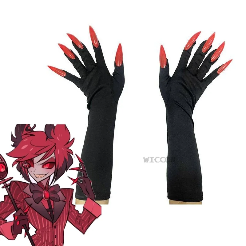 Hazbin Cosplay Hotel ALASTOR Cosplay Nail Gloves Props 85CM Detachable Vertical Microphone Sticks Canes Halloween Carnival Party