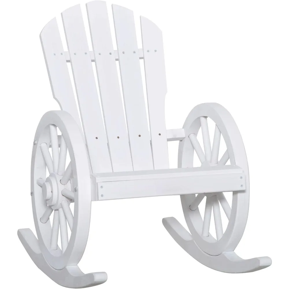 Patio Bench, Slatted Design and Oversized Back, Wagon Wheel Armrest, Outdoor Bench