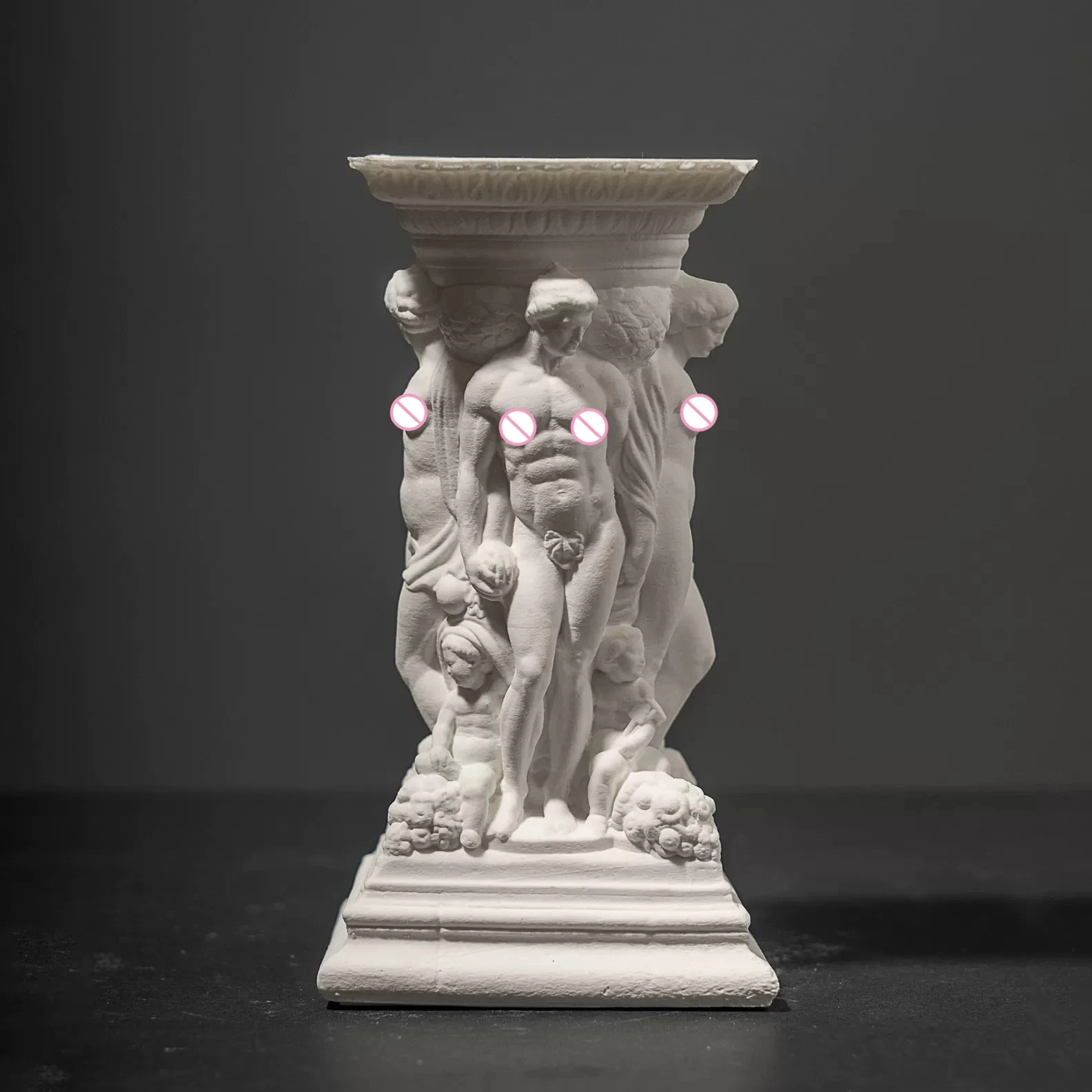 Difusor de aroma de columna romana barroca de yeso, adorno de escultura figural hecho a mano para decoración de escritorio, pieza de arte coleccionable