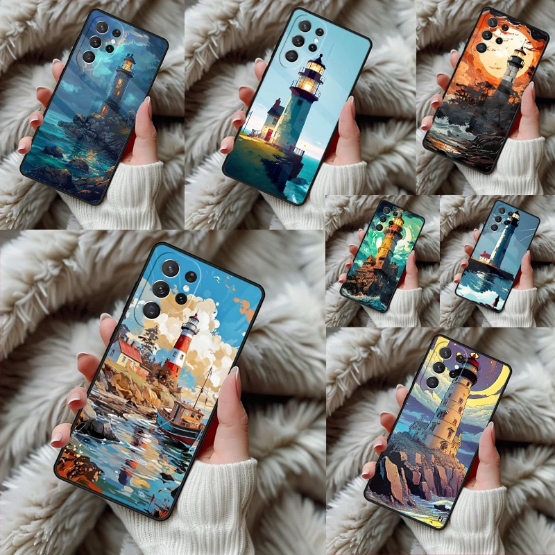 Anime Lighthouse Phone Case For Samsung Galaxy S24 S25 S26 Ultra S22 S23 Plus S21 S20 FE Note10 TPU Cover