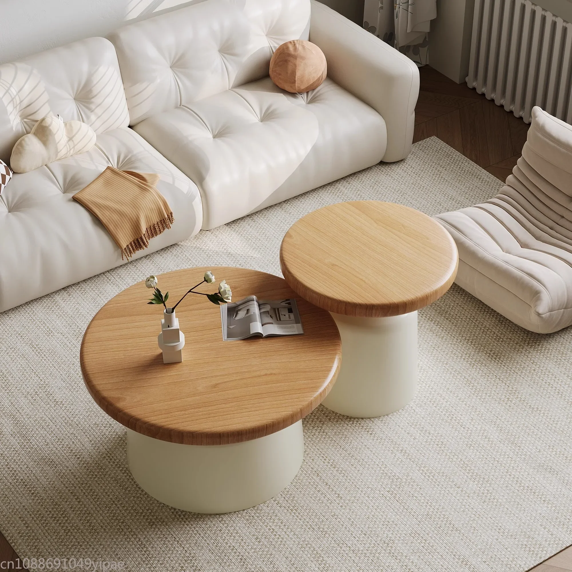 Creamy Apartment Coffee Table Living Room Household Apartment Simplicity Round Homestay Coffee Table Muebles De Sala Furniture