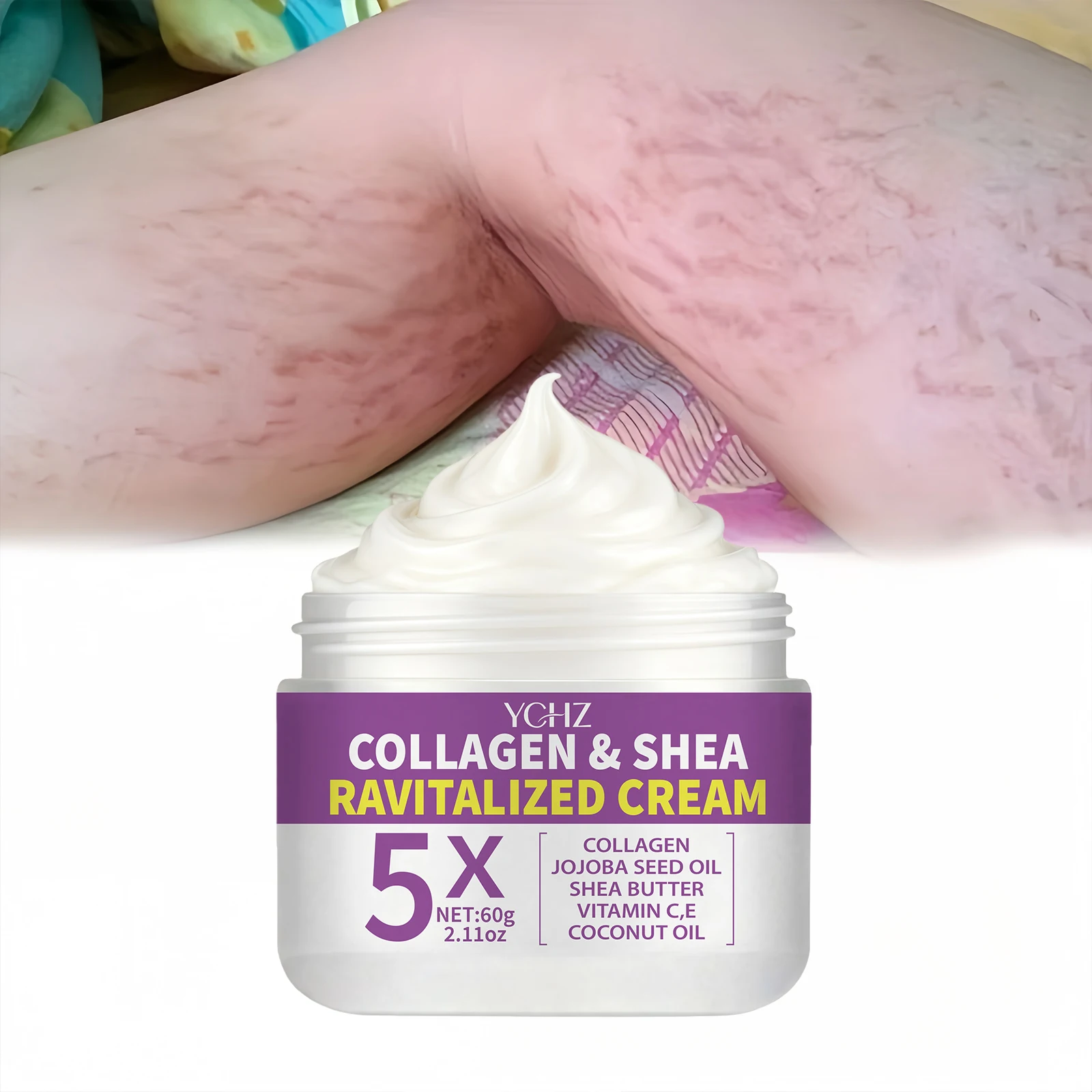 Collagen Firming Cream, Rich in Jojoba Oil, Vitamins C and E, Coconut Oil, Ideal for Thighs, Buttocks, Arms, and Abdomen