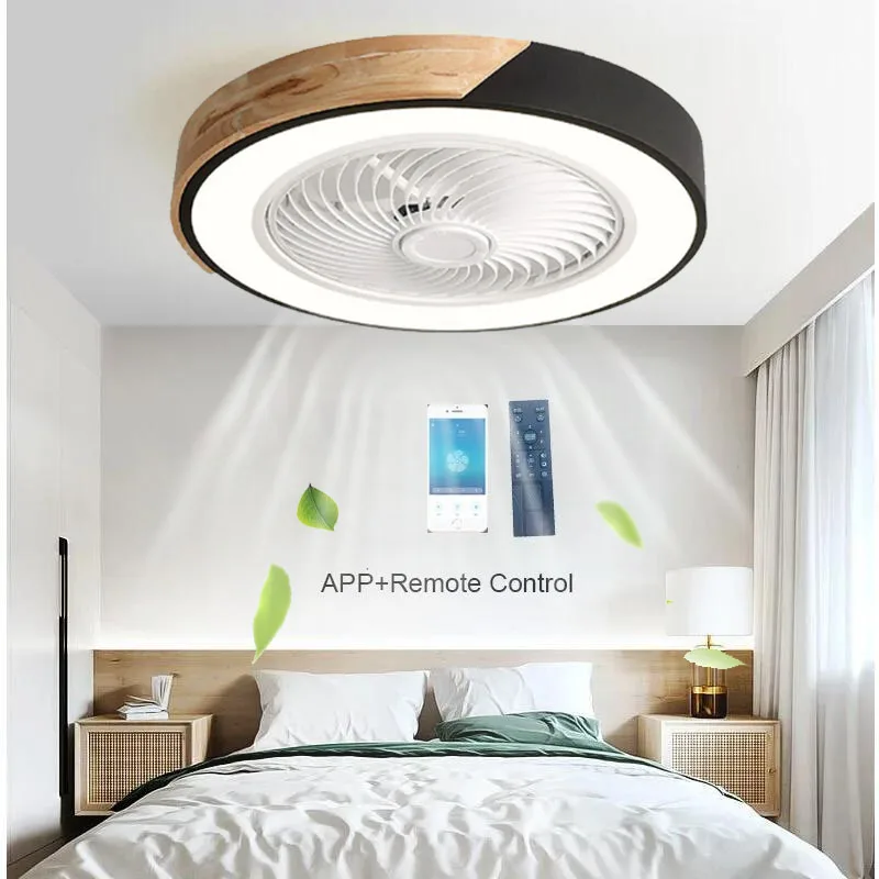 ventiladores de teto com luz smart app sala de estar sala de jantar motor dc velocidades 52cm iluminacao 36w piso baixo lampada de madeira 01