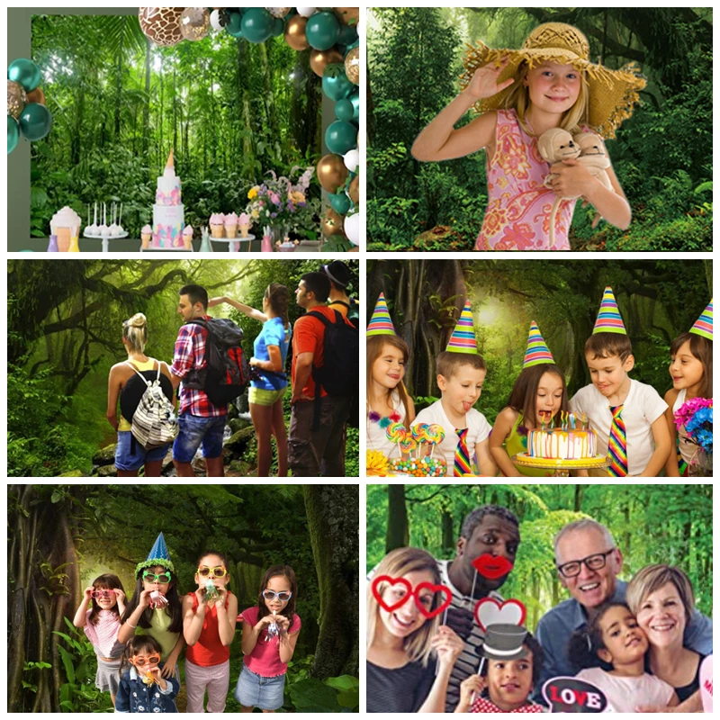 Spring Forest Backdrop Tropical Jungle Rainforest Backdrops for Photography Camping Adventure Birthday Background Photo Studio