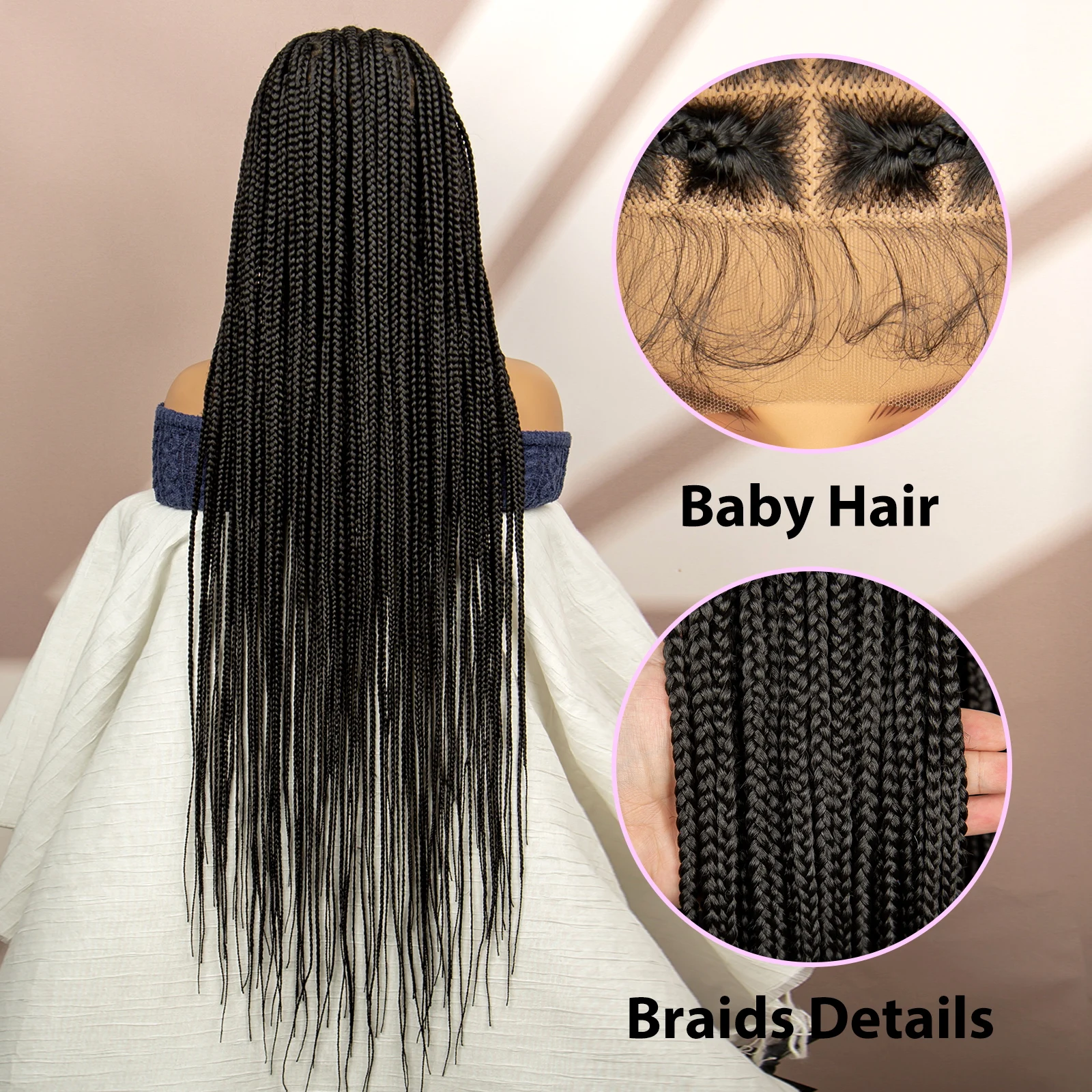 30 Inches Synthetic Box Braided Wigs Full Lace Front Braided Wigs for Black Women Goddess Braids Wigs Knotless