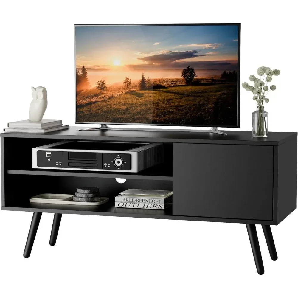 Cozy Castle TV Stand for 50 Inch TV, Mid Century Modern Entertainment Center with Storage Cabinet, TV Media Console