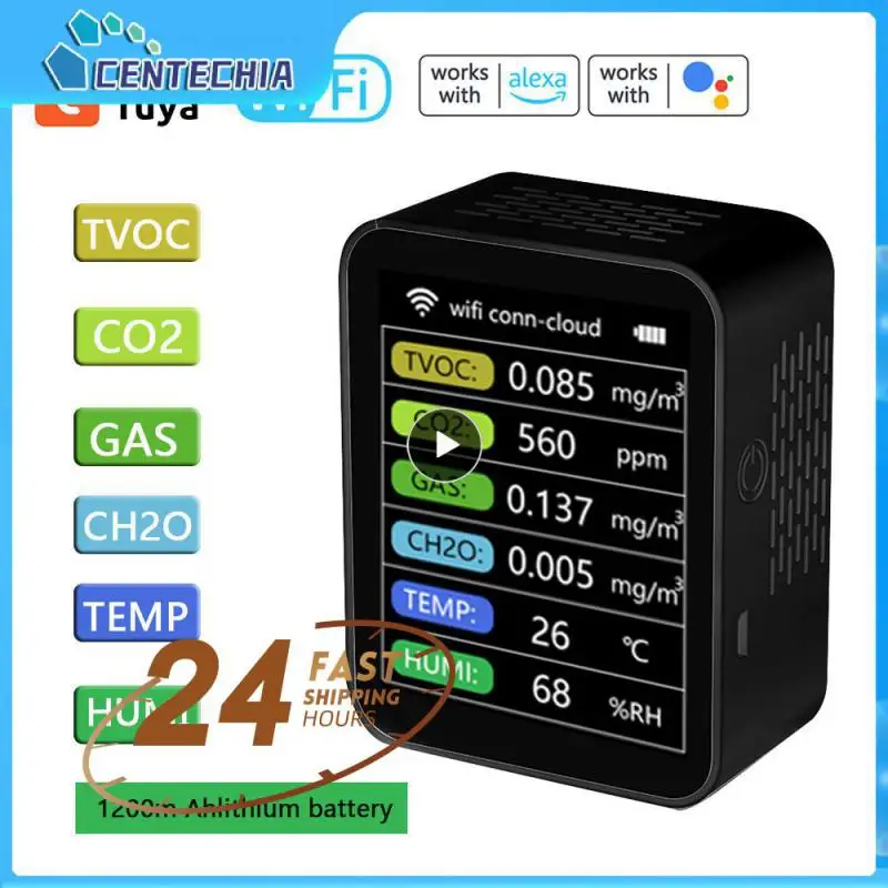 1~8PCS Gas Detector Multifunctional Pm2.5 Formaldehyde Monitor Temperature Humidity Hcho Tvoc Co Co2 Air Quality Detector Pm10