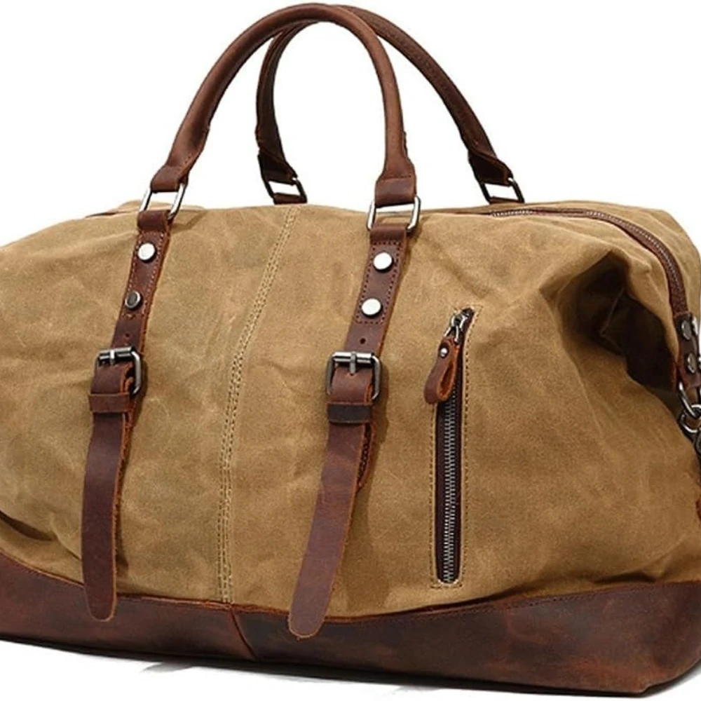 حقيبة سفر من القماش الخشن للرجال، حقيبة من القماش الخشن مقاومة للماء لحقيبة صالة الألعاب الرياضية لعطلة نهاية الأسبوع طوال الليل #1