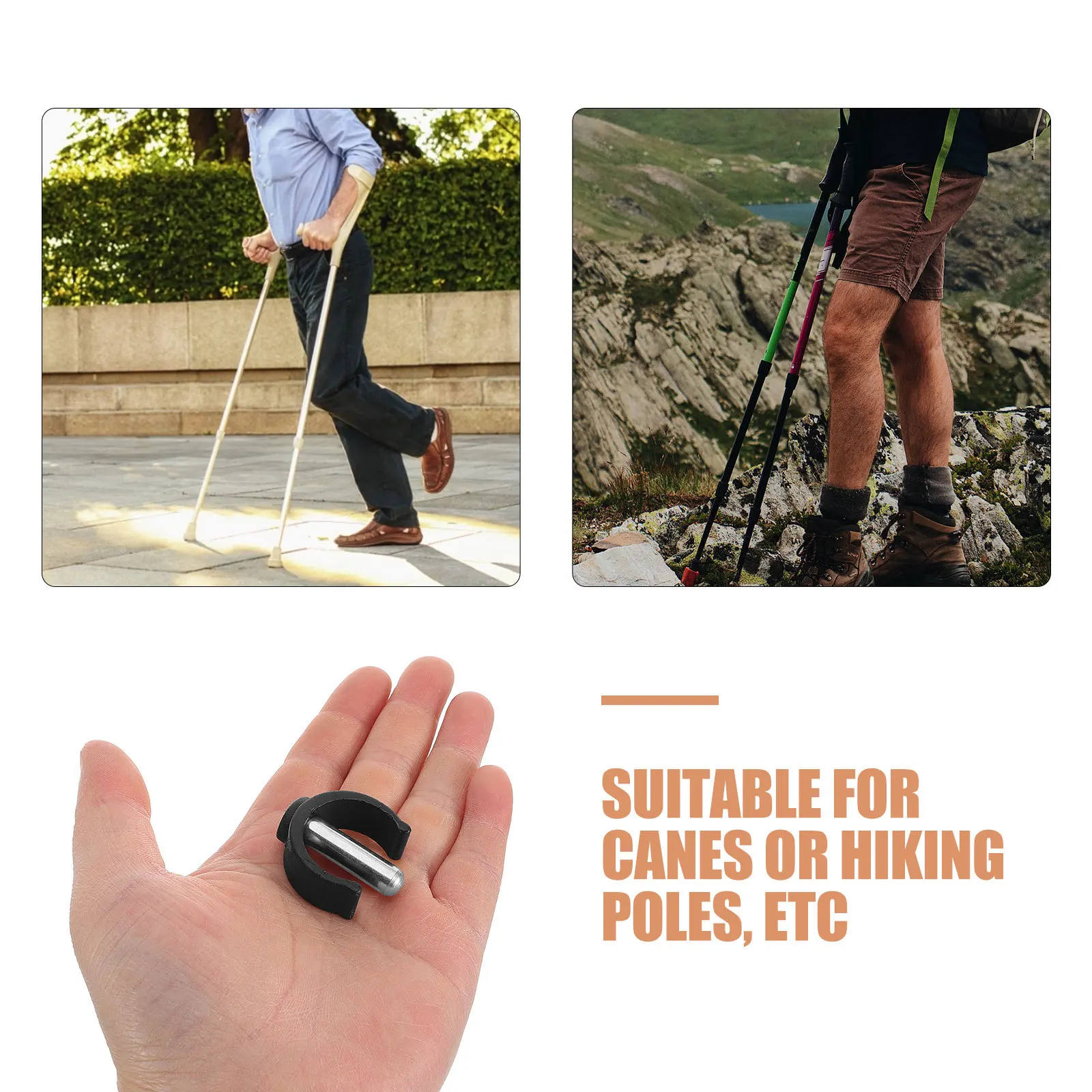 12 قطعة أقفال دبوس قصب الثقيلة C-شكل مشبك للمشي العصي العكازات استبدال إصلاح كليب خفيفة الوزن التنقل المعونة