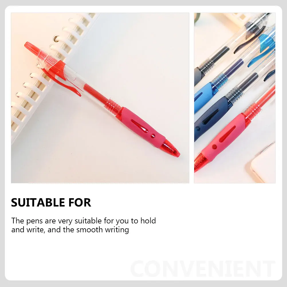 

12 Pcs Gel Pen Portable Student Office Press Accessory Red Antiskid Household Work