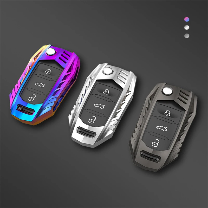 1pc Metal Car Key Cover Keychain Set for VW Volkswagen Golf Tiguan L Lavida Teramont Tayron Sportsvan Sagitar Button Key Case