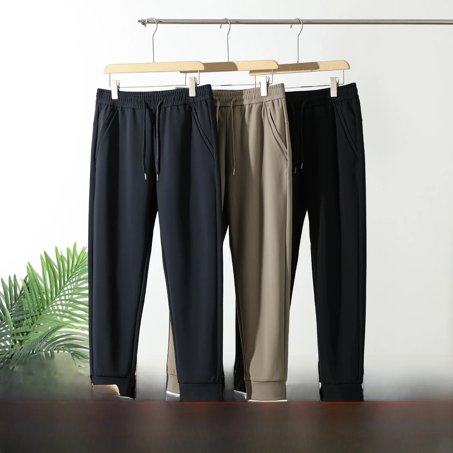 

aphene Self-Heating Men's Soft ell Waterproof Casual Pants Five-Proof Technology Comfortable Straight Leg mid Waist Trousers