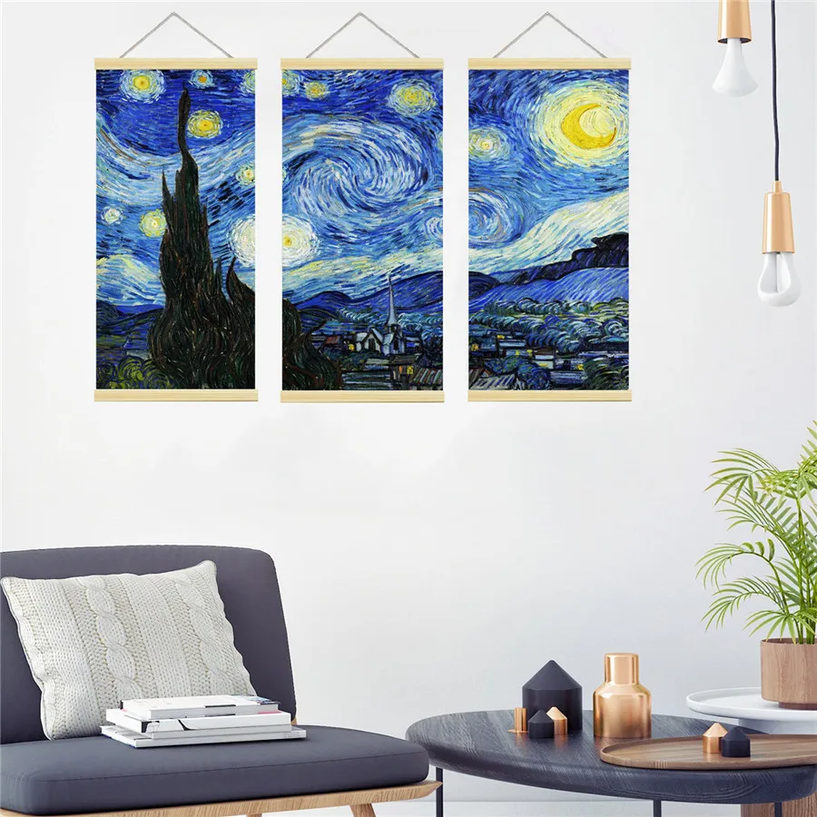 Almond Blossom Modern Framed Floral Scroll Hanging Canvas Prints By Van Gogh Famous Oil Paintings Reproduction Flowers Pictures
