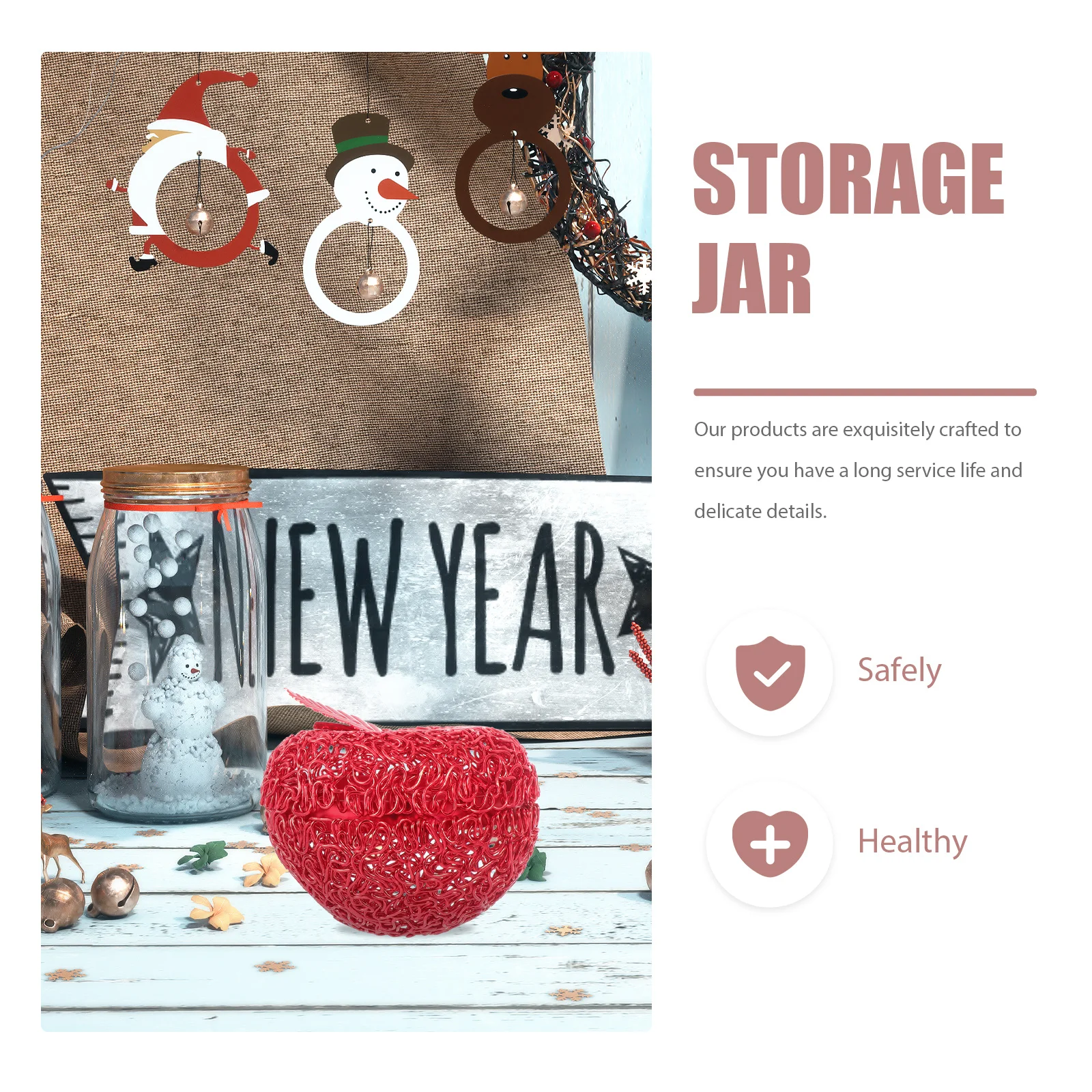 

1Pcs Aluminum Apple Shaped Storage Box Covered Candy Jar Desktop Organizer Dried Fruit Container Xmas Gift Decoration