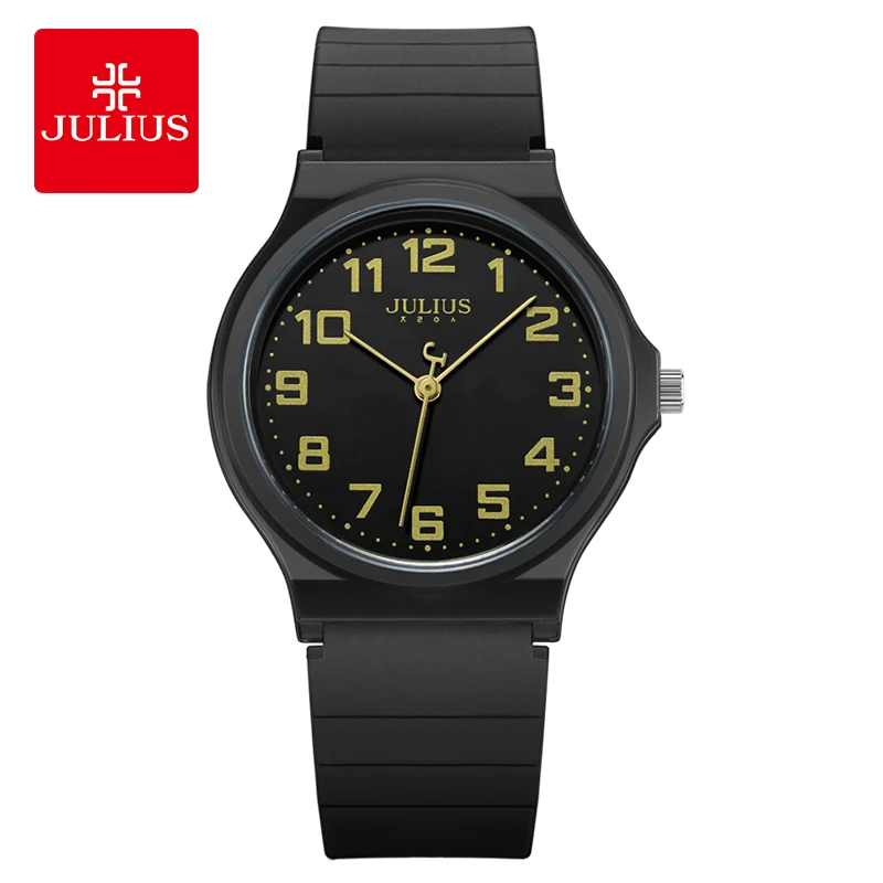JULIUS Women's Arabic Large Number Plastic Watches Famous Brand Thin Teenage Boy Girls Relojes Japan Quartz Movt Clock JA-1055