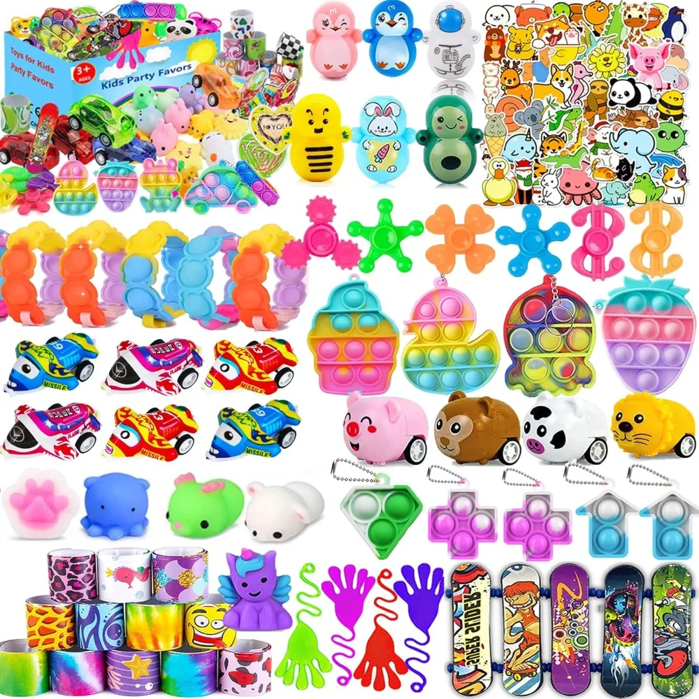 

117 PCS Party Favors for Kids 4-8-12, Pop Fidget Toys, Goodie Bag Stuffers, Treasure Box Toys for Classroom Prizes, Pinata Stuff