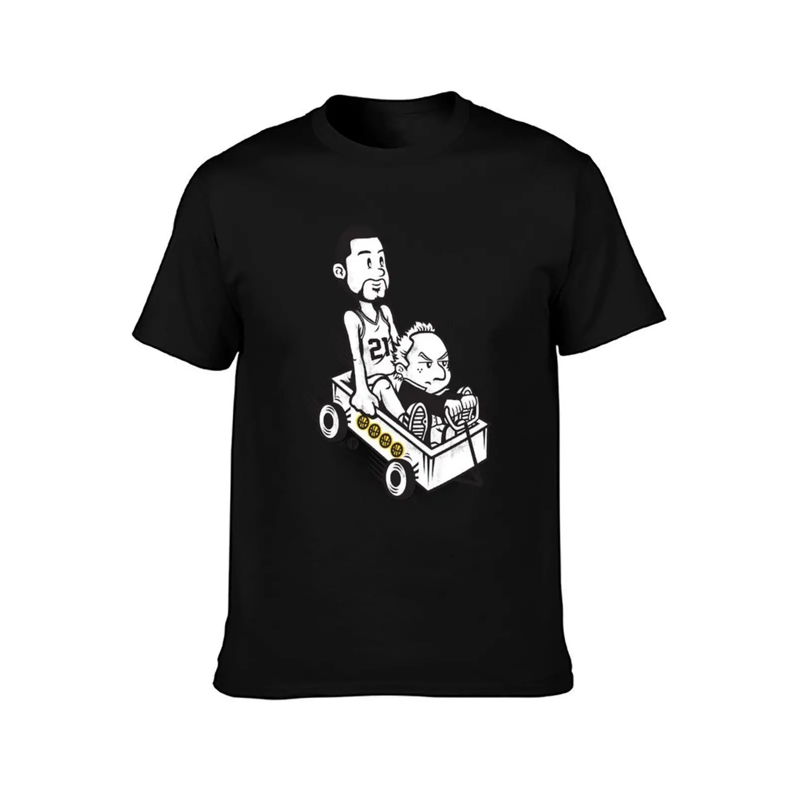 Fundamental Duo T-Shirt, Summer Casual Cotton Tee, Oversized Streetwear Tops, Vintage Graphic Print, Loose Fit Short Sleeve