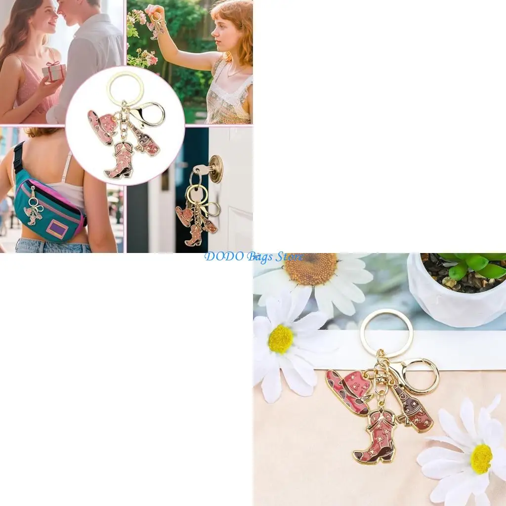 

Cowboy Styles Metal Luggage Accessory Vintage Hat Boot Charm Bags Pendant Keyring For Backpacks Handbags