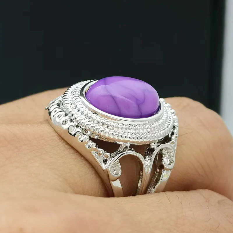 Huaya خمر نمط الأرجواني تقليد الفيروز خواتم نسائية أنيقة الكلاسيكية الرجعية مأدبة الدائري اكسسوارات الاتجاه