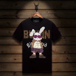 2025 Mens T Shirts Summer Clothing Cartoon Printed Rhinestones O Neck Short Sleeve Slim Casual T-shirts for Men Camiseta Hombre