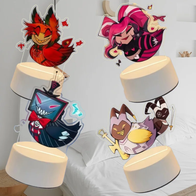 Acrylic Anime Night Light for Hazbin Hotel Husk Vox Velvette Cute Style Bedroom Atmosphere Creativity Decoration Gift for Fans