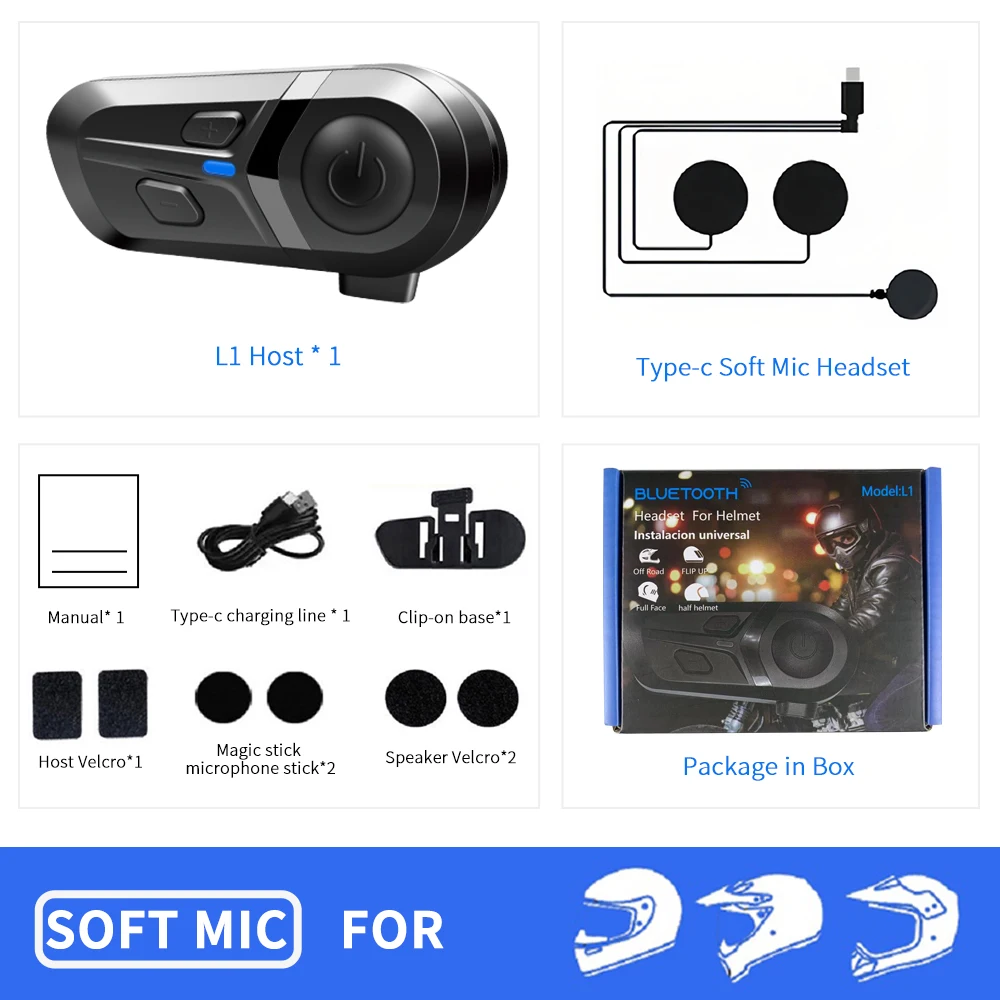 Draadloze motorhelm headset handsfree bellen telefoon motorfiets waterdichte oortelefoon muziekspeler moto helm