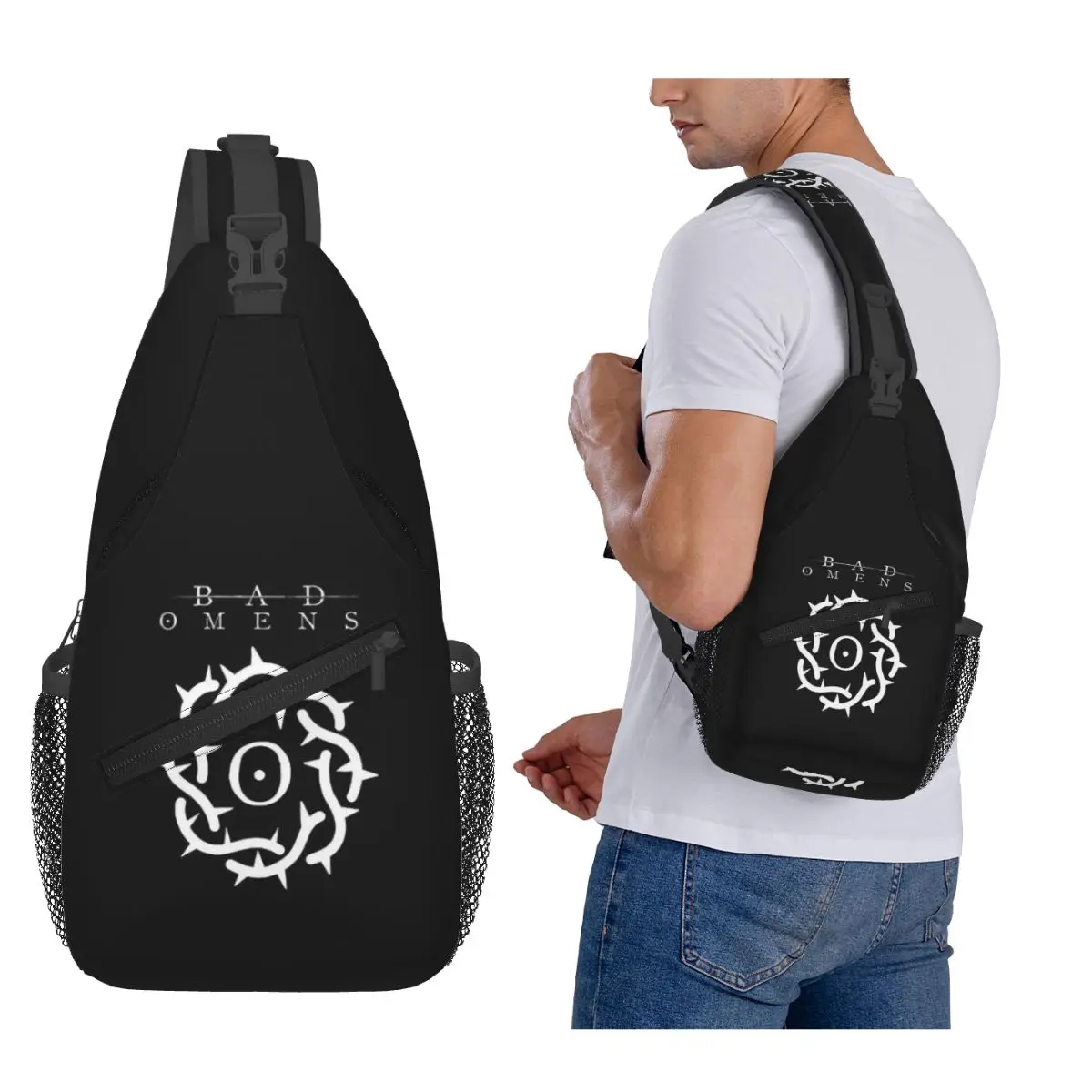 

Bad Omens Cover Art Chest Bag Men Sling Crossbody Backpack Chest Bag Travel Hiking Daypack Shoulder Bag